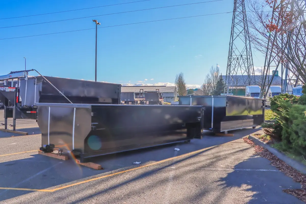 Roll-off dumpster ready for waste disposal at job site for 4 Yard Dumpster Rental in Mountlake Terrace